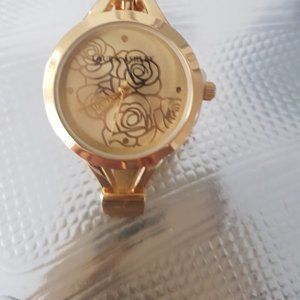 Laura Ashley Bracelet or Thin Bangle Watch Gold Toned Pretty and Ladylike